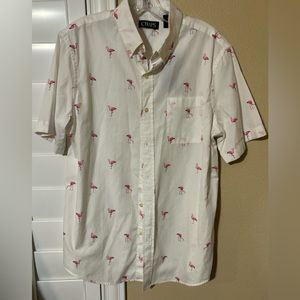 NWT Chaps Men’s Dress Short Sleeved Flamingo Shirt Size M